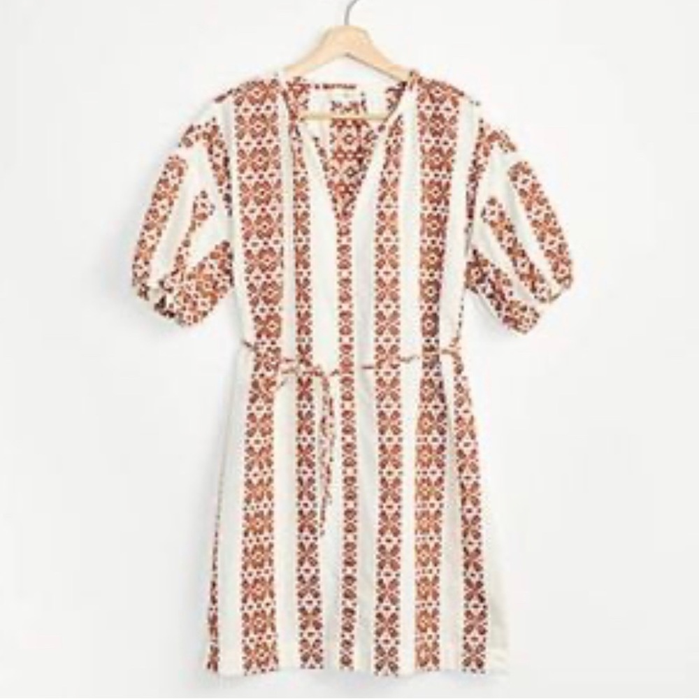 Lou & Grey Hacienda orange & cream Embroidered Dress size M